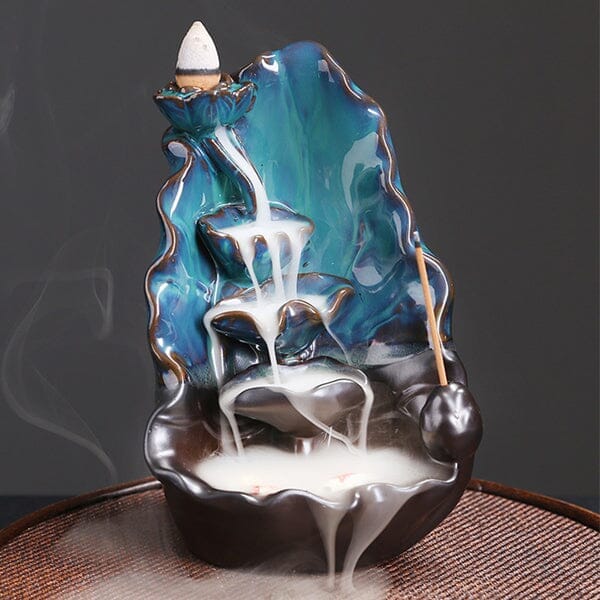 Magi-Falls Ceramic Backflow Incense Smoke Waterfall | Includes 20 Incense Cones & Sticks! Simple Showcase 