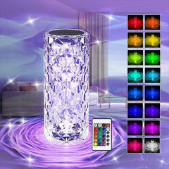 The RosaLumi | LED Crystal Rose Table Lamp | 16 Color Modes Simple Showcase 