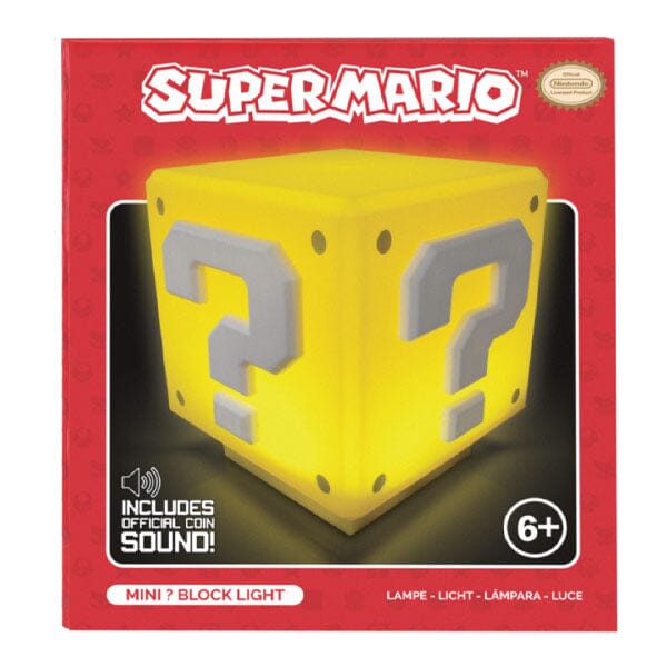 Paladone Super Mario Bros Question Mark Box Mini 3" Novelty Tabletop Touch Lamp Simple Paladone 