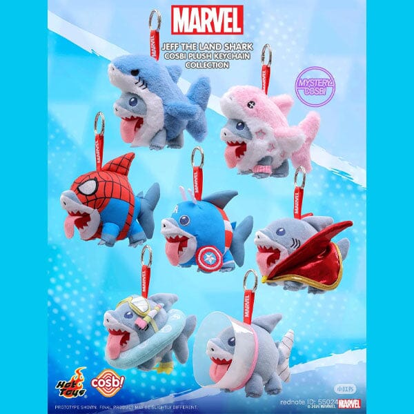 Marvel Jeff the Land Shark Cosbi Keychain Plush Toy Pendant Blind Box (1pc) Simple Pingu 