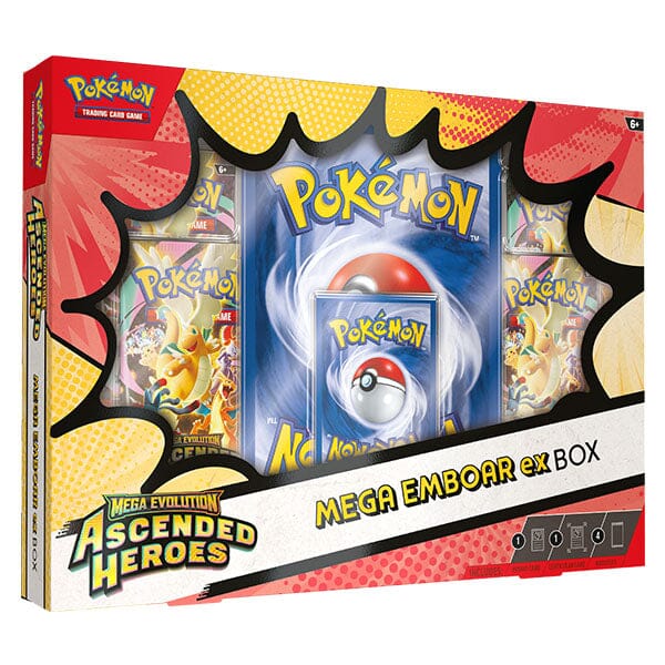 Pokémon TCG: Mega Evolution ME2.5 Ascended Heroes Mega Meganium/Emboar/Feraligatr ex Box (4 Booster Packs + 2 Bonus Promo Cards) Simple Pokémon