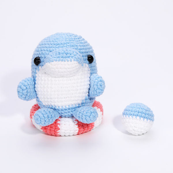 The LOOP Brigade: DIY Mini Crochet Plush Toy Complete Kit For Beginners - Moby the Dolphin