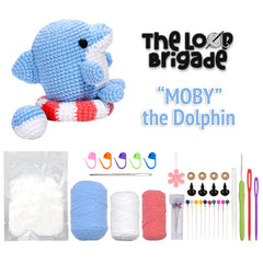 The LOOP Brigade: DIY Mini Crochet Plush Toy Complete Kit For Beginners - Moby the Dolphin