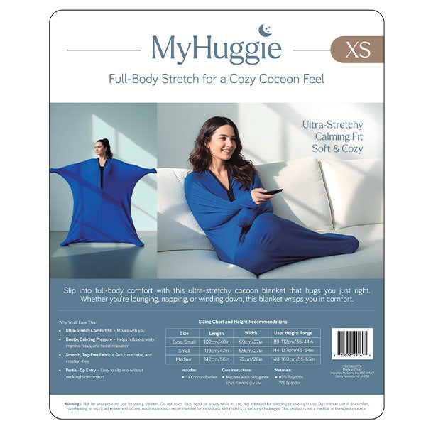 MyHuggie Ultra-Stretchy Cozy Cocoon Blanket in Blue (Multiple Sizes)