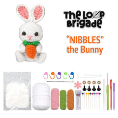 The LOOP Brigade: DIY Mini Crochet Plush Toy Complete Kit For Beginners - Nibbles the Bunny Simple Exclusive 