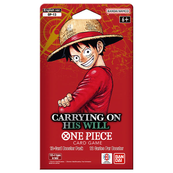 One Piece Card Game Carrying On His Will Op-13 Booster Pack (1 Pack of 12 Cards)