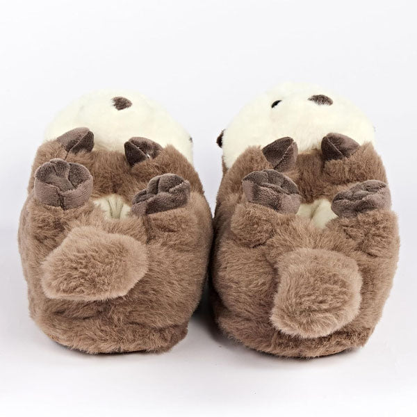 Plush Otter Slippers Unisex Rubber Sole Shoe (1 Pair) One-Size-Fits-Most