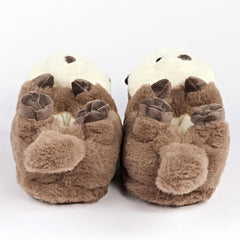 Plush Otter Slippers Unisex Rubber Sole Shoe (1 Pair) One-Size-Fits-Most