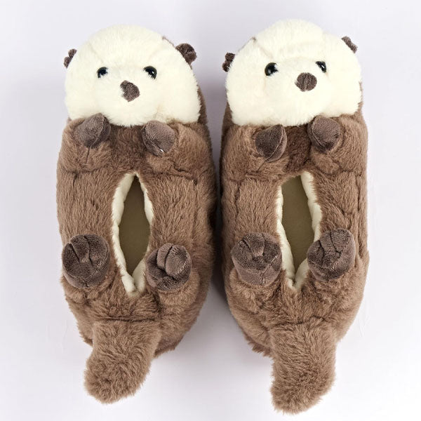 Plush Otter Slippers Unisex Rubber Sole Shoe (1 Pair) One-Size-Fits-Most