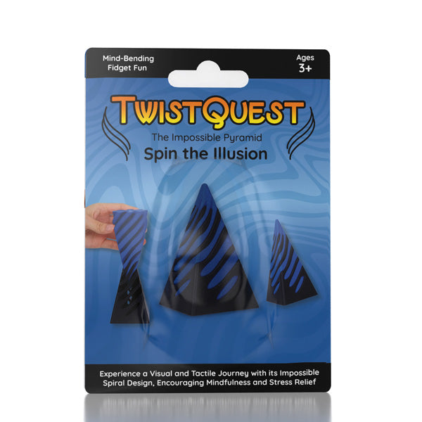 Twist Quest: 3D Printed Fidget Spiral Cone Toy (Blue & Black)