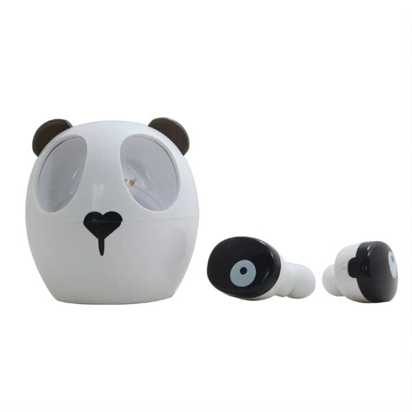 SoundLogicXT Panda TWS Bluetooth Earbud Headphones w/ Adorable Charging Case Simple Showcase 