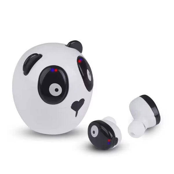 SoundLogicXT Panda TWS Bluetooth Earbud Headphones w/ Adorable Charging Case Simple Showcase 