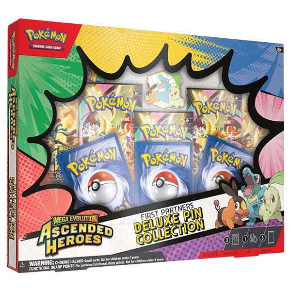 Pokémon TCG: Mega Evolution ME2.5 Ascended Heroes First Partners Deluxe Pin Collection (50 Cards + Enamel Pin) Ships Assorted Simple Pokémon