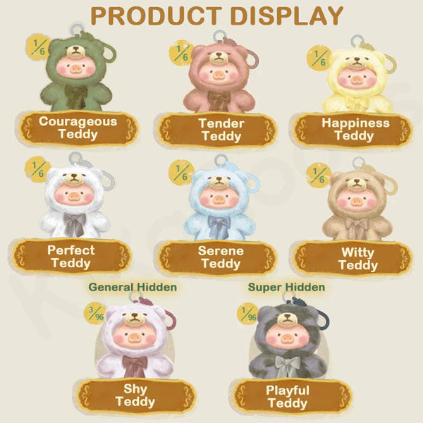 TOYZERO+ x Lulu The Piggy: Vintage Teddy Shop Series Plush Keychain Blind Box (1pc)