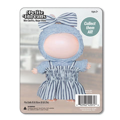 Outfit: Black & White Pin Striped Sun Dress w/ Matching Hair Bow for Dolls - Petite Threads