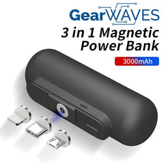 GearWaves: Mini Magnetic 3-in-1 Portable Device Charger Power Bank Simple Showcase 