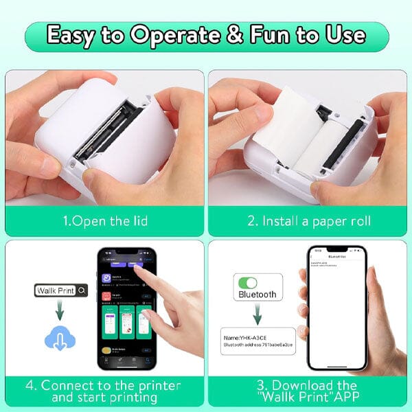 GearWaves: Mini Portable Inkless Thermal Printer For Phone Photos Simple Showcase 