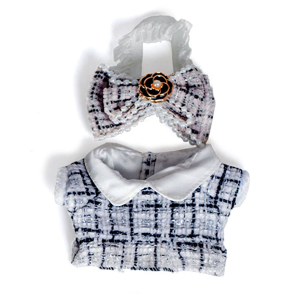 Outfit: Black Tweed Dress & Bow for Dolls - Petite Threads