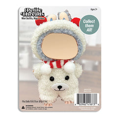 Outfit: Plush Polar Bear Onesie w/ Matching Headband & Scarf for Dolls - Petite Threads