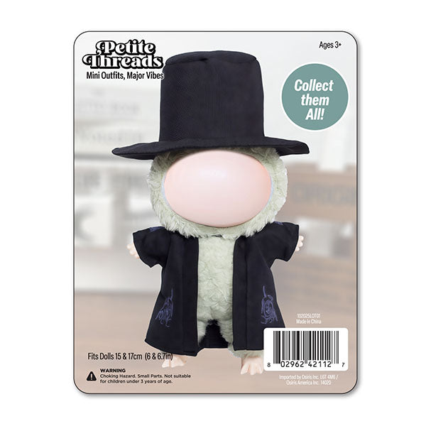 Outfit: Black Robe & Matching Hat Set for Dolls - Petite Threads
