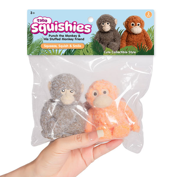 Taba Squishies® Punch the Monkey & His Stuffed Monkey Friend Fidget Toys (2pc)