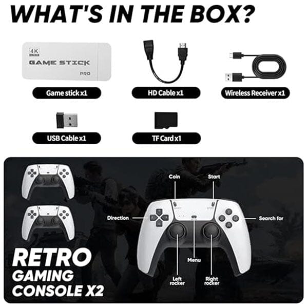 RetroRage 4K HDMI Game Stick Pro w/ 2 Controllers - Over 7000 Retro Games! Exclusive 