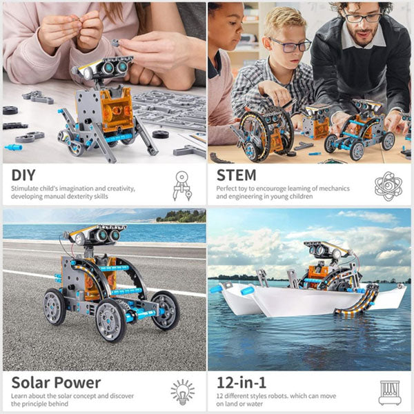 BrainyBotz 13-in-1 DIY Robot Solar-Powered Smart STEM Building & Programming Kit (190pc)