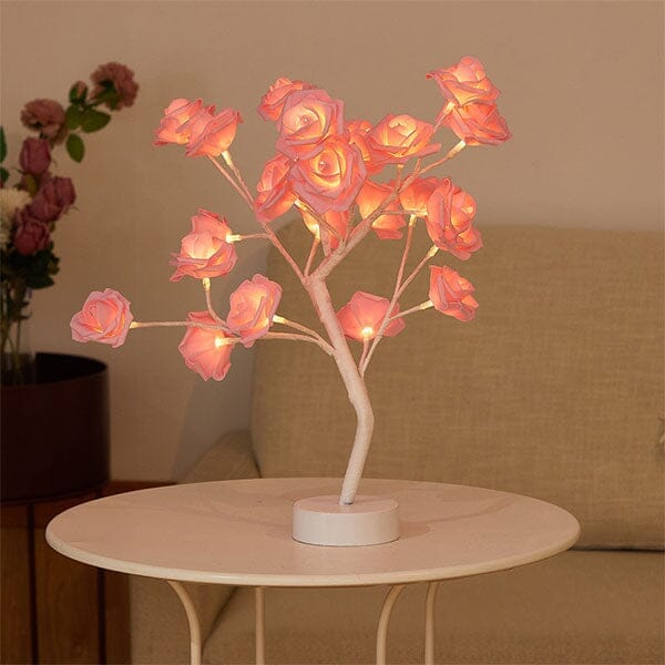 RosiTwists Decorative LED Tabletop Rose Tree Lamp Simple Showcase 