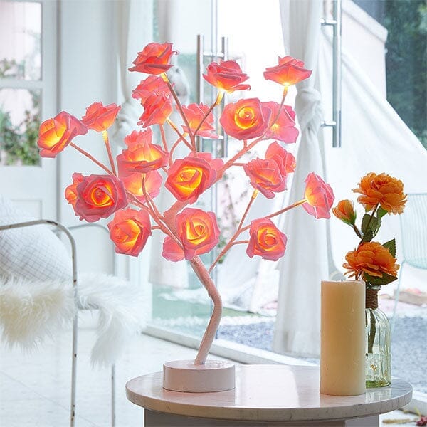 RosiTwists Decorative LED Tabletop Rose Tree Lamp Simple Showcase 