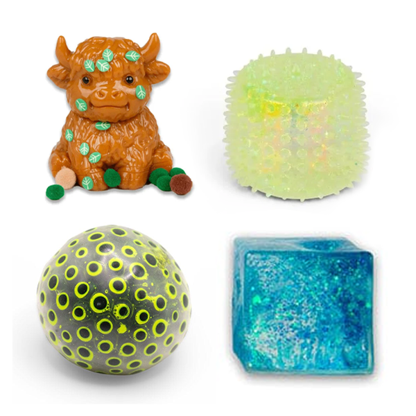 Scrunchems 4-Piece Squishy Stress Ball Bundle Fidget Toy (4pc) Colors Ship Assorted