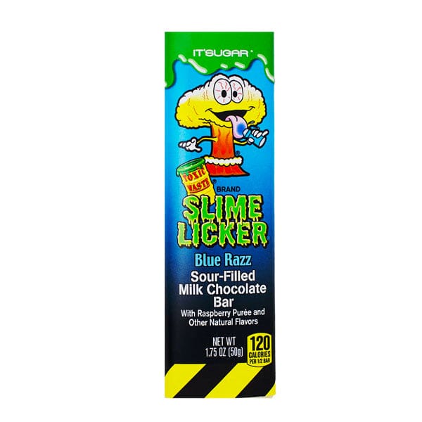 Toxic Waste Slime Licker Sour-Filled Milk Chocolate Bars (50g) Multiple Flavors Simple Showcase Sour Blue Razz 