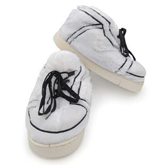 Plush Sneaker Slippers 2025 Collection (1 Pair) Multiple Styles Simple Exclusive Mid Top Basketball Sneakers - All White 