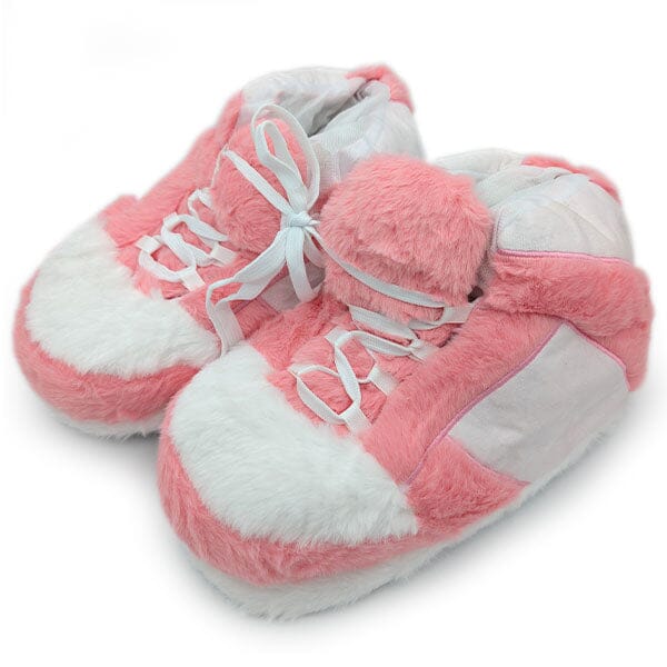 Plush Sneaker Slippers Simple Exclusive Pink & White High Tops 