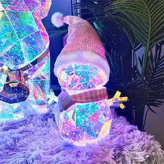 LitLuster Geometric LED Multi-Color Holographic Ornament | Snowman Simple Showcase 