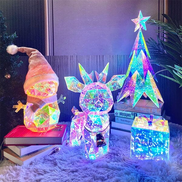 LitLuster Geometric LED Multi-Color Holographic Ornament | Snowman Simple Showcase 