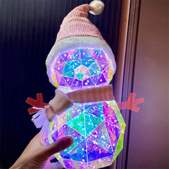 LitLuster Geometric LED Multi-Color Holographic Ornament | Snowman Simple Showcase 