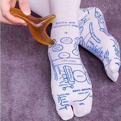 ReflexiWear Reflexology Socks Foot Pressure Point Guide Map (Multiple Sizes) 2 Massage Tools Included Simple Showcase 