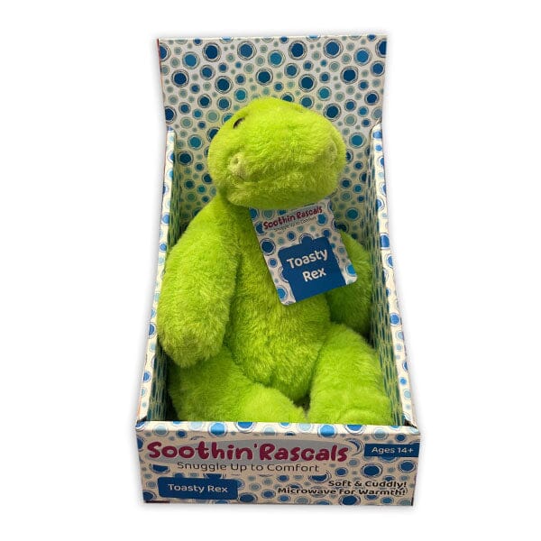 Soothin'Rascals Weighted Microwave Heated Calming Plush Toy (Multiple Styles) Simple Showcase "Toasty Rex" the Green Dinosaur 