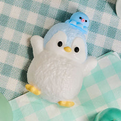 SqueezeSquad Taba Deluxe Premium Silicone Squishy Fidget Toy - Blue Penguin