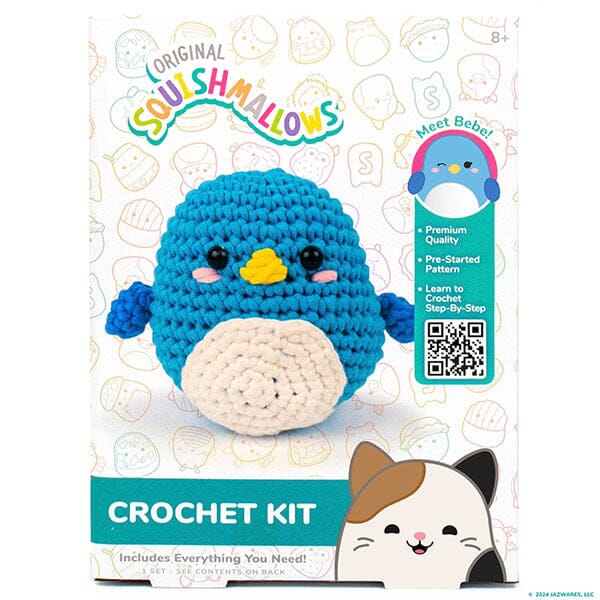 Squishmallows DIY Crochet Plush Toy Complete Kit (Multiple Characters) Simple Squishmallows Bebe The Blue Penguin 