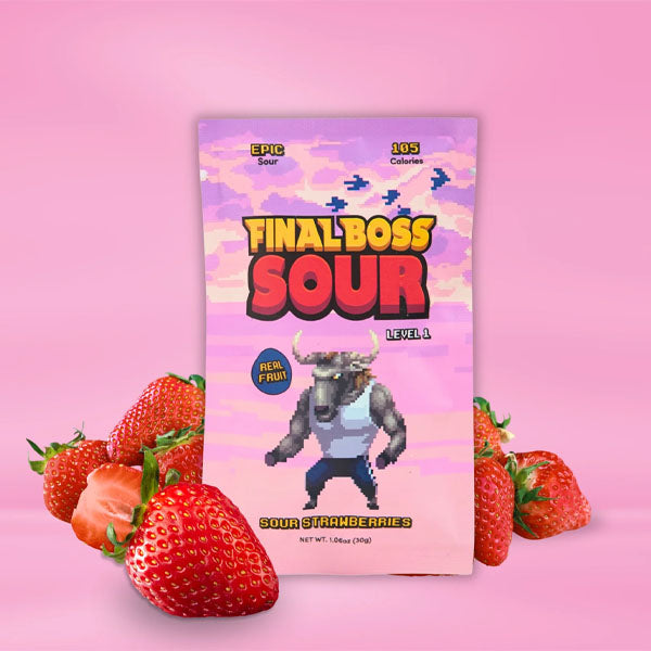 Final Boss Sour Dried Berry Candy (30g) Level 1 Strawberries