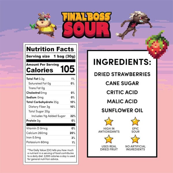 Final Boss Sour Dried Berry Candy (30g) Level 1 Strawberries Simple Final Boss Sour 