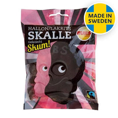 BUBS Godis: Raspberry Foam Liquorice Skull Candy (90g) Made in Sweden Simple BUBS 