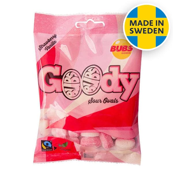 BUBS Godis: Sour Strawberry Vanilla Goody Ovals (90g) Made in Sweden Simple BUBS 