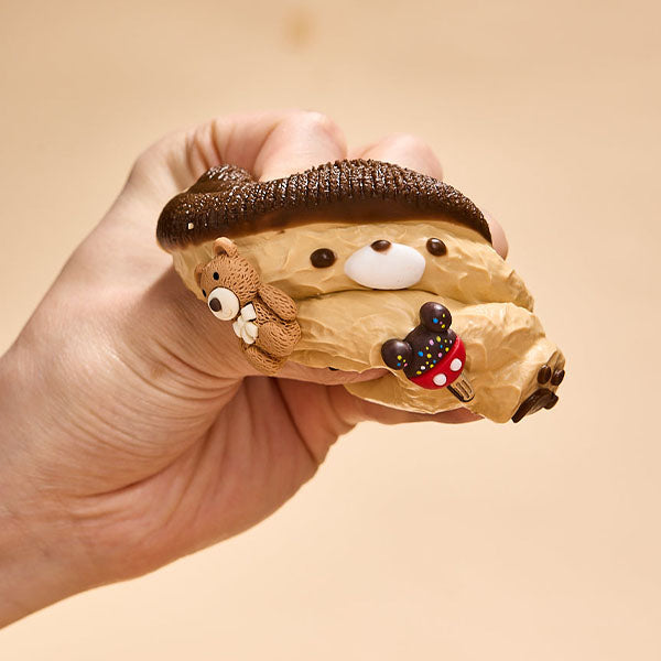 SqueezeSquad Taba Deluxe Premium Silicone Squishy Fidget Toy - Brown Hatted Bear