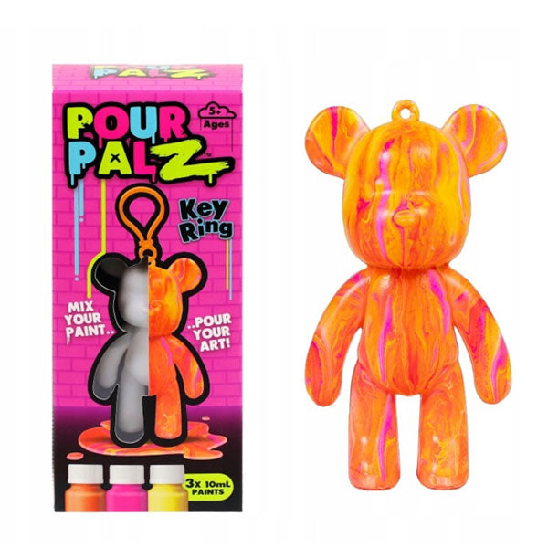 Pour Palz DIY Teddy Bear Keychain Paint Pour Kit (Color Ships Assorted)