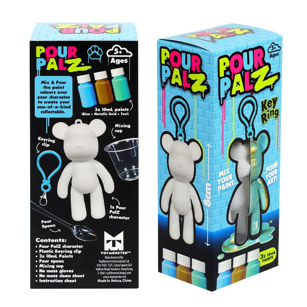 Pour Palz DIY Teddy Bear Keychain Paint Pour Kit (Color Ships Assorted)
