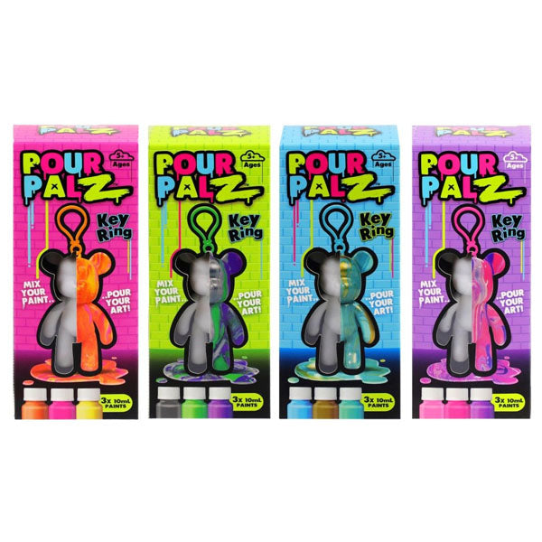 Pour Palz DIY Teddy Bear Keychain Paint Pour Kit (Color Ships Assorted)