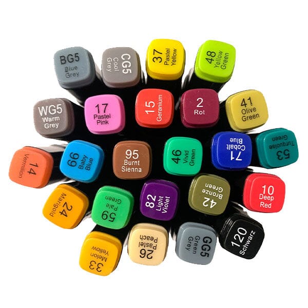 TouchHero Double-Sided Alcohol Based Markers (24 Pack) 1mm & 6mm Tips Simple Studio Art 
