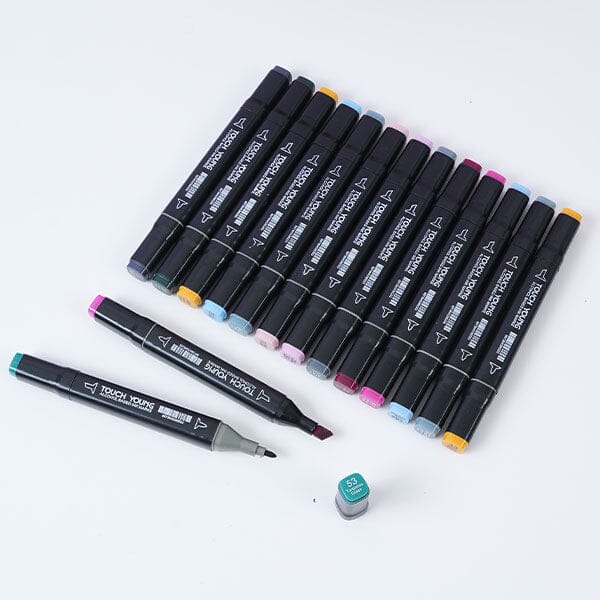 TouchHero Double-Sided Alcohol Based Markers (24 Pack) 1mm & 6mm Tips Simple Studio Art 